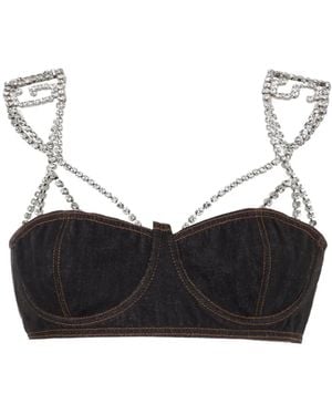 Gcds Reggiseno Chocker Denim - Nero