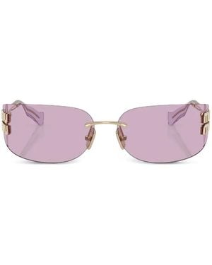 Miu Miu Logo-Plaque Geometric-Frame Sunglasses - Pink
