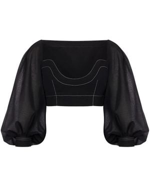 Philosophy Di Lorenzo Serafini ビショップスリーブ クロップドトップ - ブラック