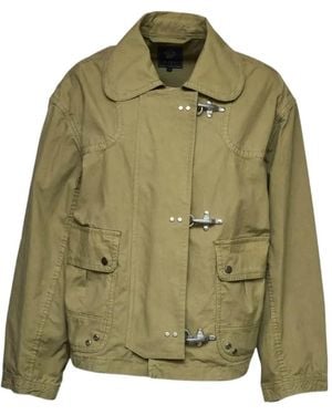 Fay Hook-Fastening Pockets Bomber Jacket - Green