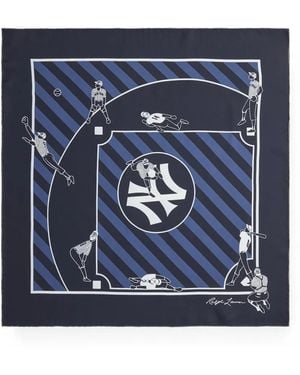 Polo Ralph Lauren New York Yankees-Print Silk Scarf - Blue
