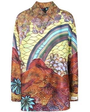 VLISCO DIALOGUES Landscape-Print Long-Sleeve Shirt - Grey