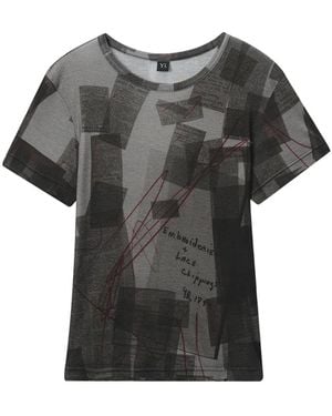 Y's Yohji Yamamoto Newspaper-Print T-Shirt - Grey