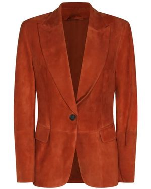Brunello Cucinelli Monili-Chain Suede Blazer - Orange