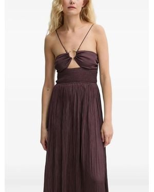 Sessun Ring-Detail Pleated Maxi Dress - Purple