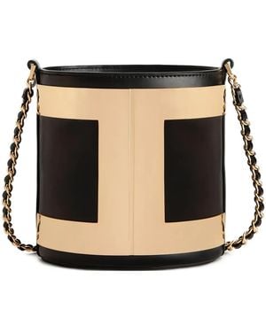Elisabetta Franchi Bucket Bag With Logo - Black