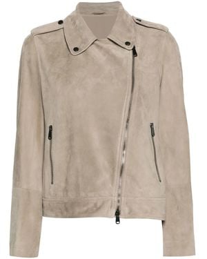 Brunello Cucinelli Suede Biker Jacket - Natural