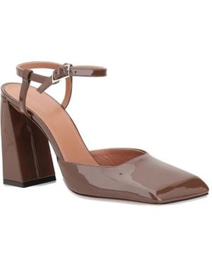 AMINA MUADDI 60Mm Camelia Patent-Leather Ankle-Strap Court Shoes - Brown