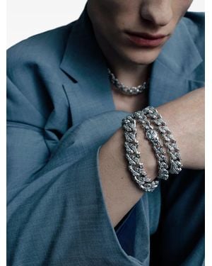 Emanuele Bicocchi Bracelet En Chaîne Flourish À Design Gravé - Bleu