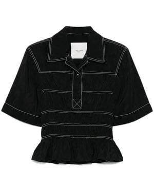 Nanushka Smocked-Detail Shirt - Black