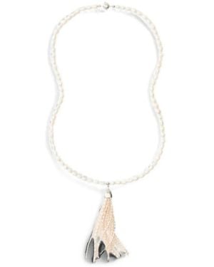 Julietta Collier Delfina Linea À Pampille En Perles - White