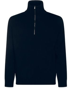 Altea Maglione A Collo Alto Con Zip Corta - Blu