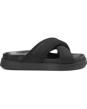 Marc O' Polo Crossed-Strap Slides - Black