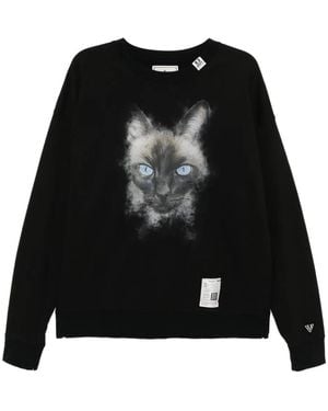 Maison Mihara Yasuhiro Sweatshirt Mit Katzen-Print - Schwarz