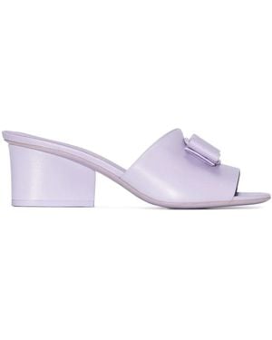 Ferragamo Viva Bow Leather Sandals - Purple