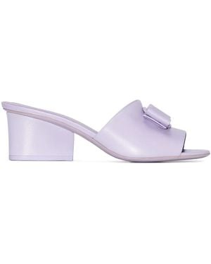 Ferragamo Viva Bow Leather Sandals - Purple