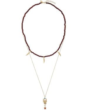 Iosselliani Collar Doble Con Ágata Roja Puro Satyr - Multicolor