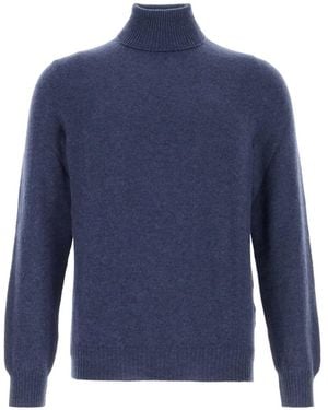 Fedeli Turtleneck Cashmere Jumper - Blue