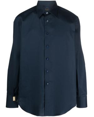 Billionaire Logo-Embroidered Cotton Shirt - Blue