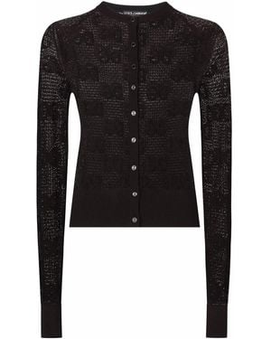Dolce & Gabbana Dg-Logo Lace-Stitch Cardigan - Black