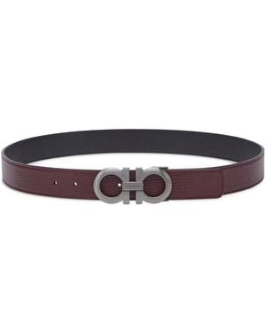 Ferragamo Gancini-Buckle Leather Belt - Red