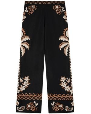 Alanui Island Roots Foulard Jacquard-Knit Pants - Black