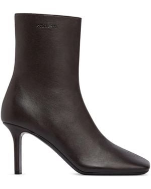 Courreges Square-Toe Leather Ankle Boots - Brown