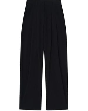 Nanushka Seka Tapered-Leg Tailored Silk Trousers - Black