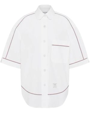 Thom Browne Chemise En Popeline À Bords Tricolores - White