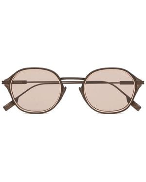 ZEGNA ラウンドフレーム サングラス - ブラウン