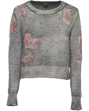 Avant Toi Floral-Embroidered Jumper - Grey