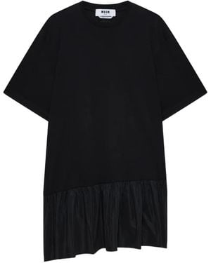 MSGM Ruffled-Hem Mini Dress - Black