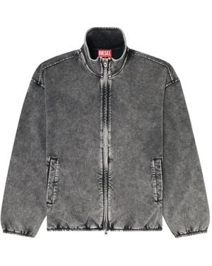 DIESEL Sweat Jacket With Denim Effect - Gray