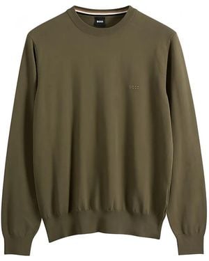 BOSS Embroidered Logo Cotton Jumper - Green