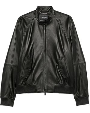 DSquared² Lederjacke Mit Reißverschluss - Schwarz