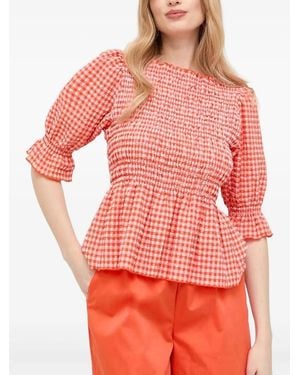 Notes Du Nord Gingham Smocked Top - Red