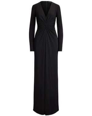 Ralph Lauren Twist-Front V-Neck Maxi Dress - Black
