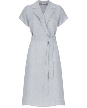 Peserico Abito Midi Con Revers Classici - Grigio