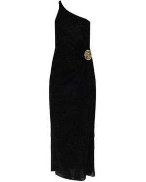 Oséree One-Shoulder Metallic-Effect Midi Dress - Black