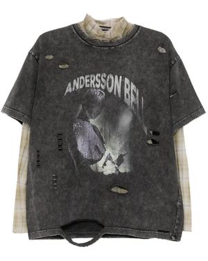 ANDERSSON BELL Layered Distressed T-Shirt - Grey