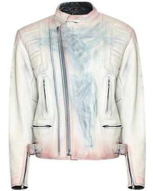 La Maskarade Zip-Up Leather Jacket - Blue