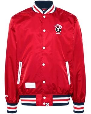 Aape By A Bathing Ape Stripe-Trim Bomber Jacket - Red