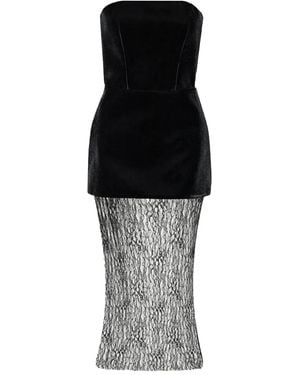 Vestiaire d'un Oiseau Libre Velvet Lace Midi Dress - Black