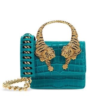 Roberto Cavalli Roar Crocodile-Effect Tote Bag - Blue