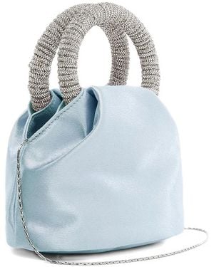 Twentyfourhaitch Crystal-Embellished Satin Tote Bag - Blue