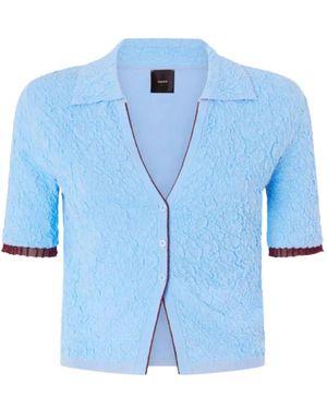 Pinko Jacquard Polo Cropped Cardigan - Blue