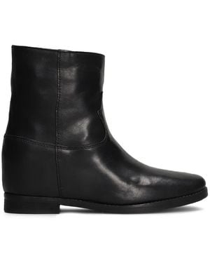 Julie Dee Western-Style Leather Ankle Boots - Black