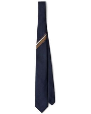 Prada Stripe-Detail Silk Tie - Blue