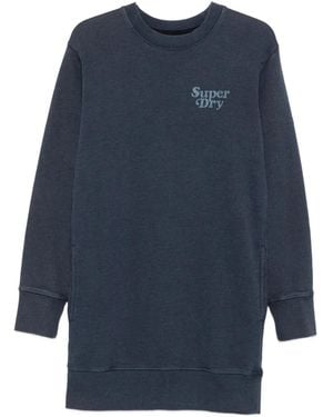 Superdry Vestido estilo sudadera con logo - Azul