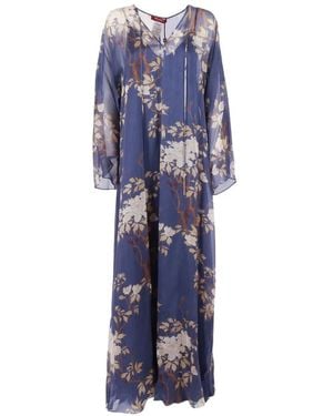 Max Mara Floral Print Dress - Blue